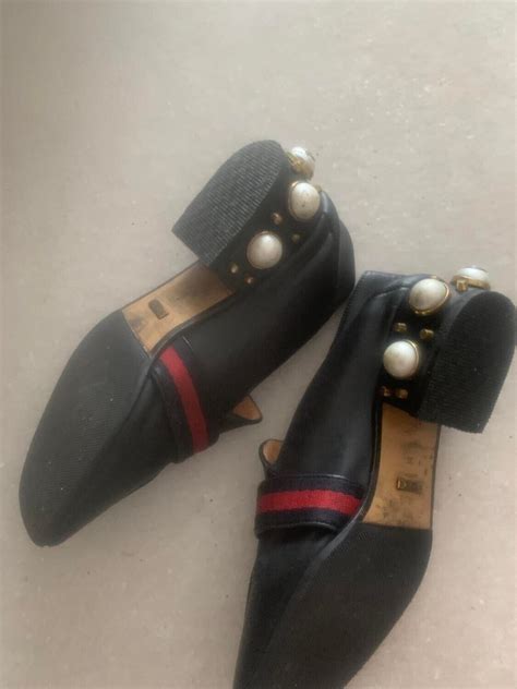 faux pearl embelished gucci flat shoes|Faux Pearl Accents Bow Accents Ballet Flats .